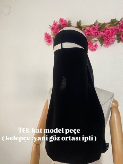 Tek kat kelepçeli gölgeli peçe siyah renk görünüm 1