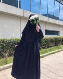 Lacivert Robalı Elbise Sufle Takım